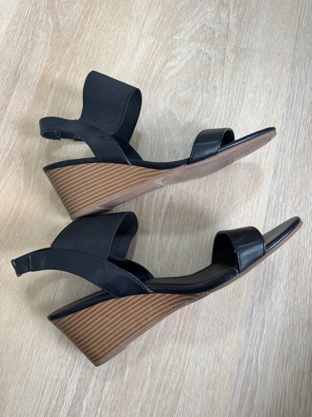 Lane Bryant Black Elastic Strap Slingback Sandals